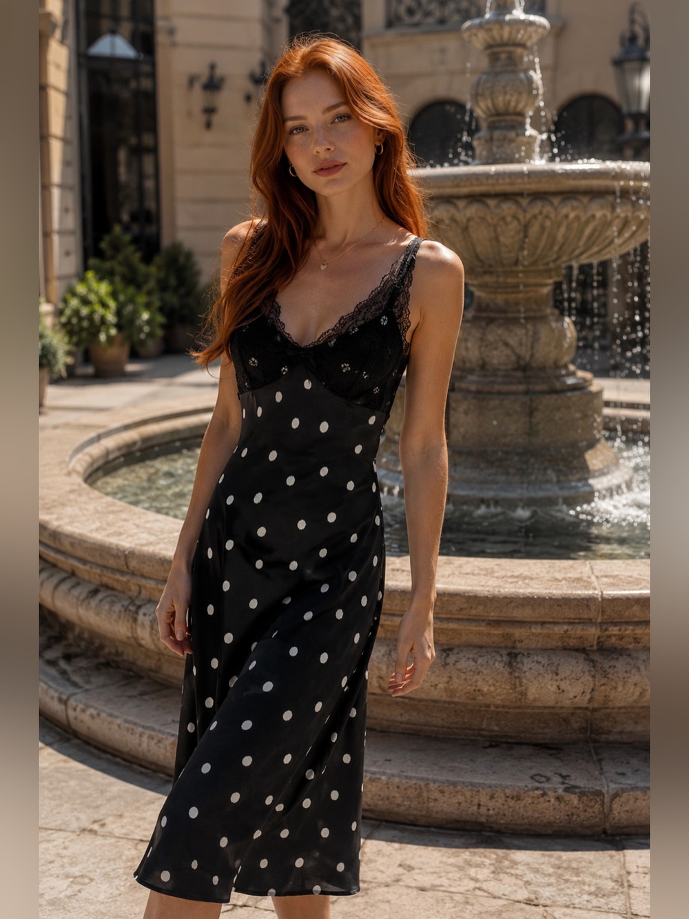 Trixxi Black Polka Dot Midi Dress NWT